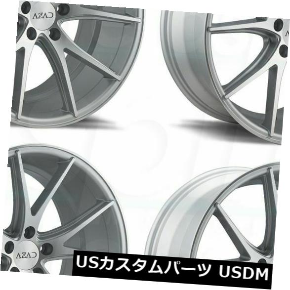 海外輸入ホイール 20x9 Azad AZ36 5x112 35シルバーマシンフェイスホイールリムセット（4） 20x9 Azad AZ36 5x112 35 Silver Machine Face Wheels Rims Set(4) 【並行輸入品】