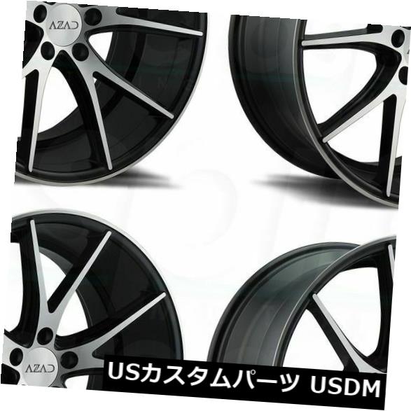 海外輸入ホイール 20x9 / 20x10.5 Azad AZ36 5x114.3 35/42ブラックマシンフェイスホイールリムセット（4） 20x9/20x10.5 Azad AZ36 5x114.3 35/42 Black Machine Face Wheels Rims Set(4) 【並行輸入品】