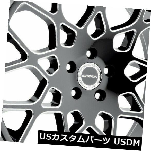 海外輸入ホイール 22x9.5 Strada S59 Buca 6x5.5 / 6x139.7 24ブラックミルドホイールリムセット（4） 22x9.5 Strada S59 Buca 6x5.5/6x139.7 24 Black Milled Wheels Rims Set(4) 【並行輸入品】