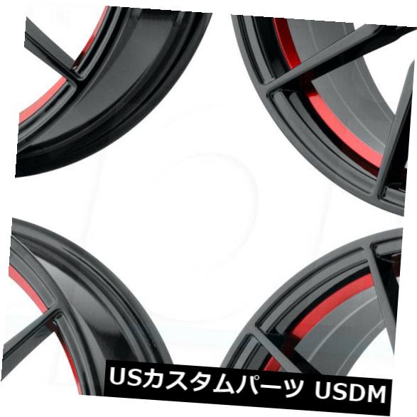 海外輸入ホイール 20x10 PR193フィットマスタング5x114.3 40グロスブラックレッドマシニングホイールセット（4） 20x10 PR193 fit Mustang 5x114.3 40 Gloss Black Red Machined Wheels Set(4) 【並行輸入品】