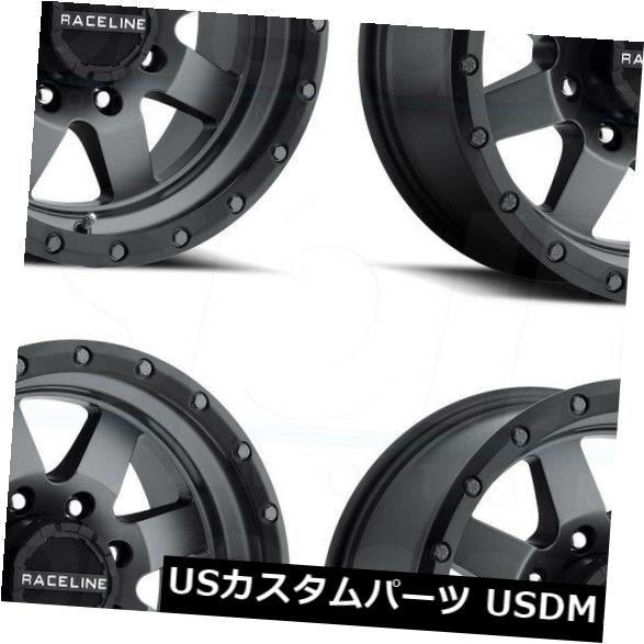 海外輸入ホイール 17x9 Raceline 935G Defender 8x6.5 / 8x165.1 -12ガンメタルホイールリムセット（4） 17x9 Raceline 935G Defender 8x6.5/8x165.1 -12 Gun Metal Wheels Rims Set(4) 【並行輸入品】
