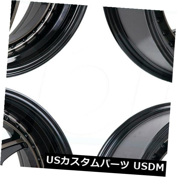 海外輸入ホイール 18x8.5 / 18x9.5 Regen5 R34 5x114.3 38/38ブラックホイールリムセット（4） 18x8.5/18x9.5 Regen5 R34 5x114.3 38/38 Black Wheels Rims Set(4) 【並行輸入品】