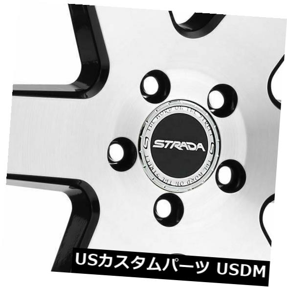 海外輸入ホイール 22x9.5 Strada S60 Coda 5x5.5 / 5x139.7 18ブラックマシンホイールリムセット（4） 22x9.5 Strada S60 Coda 5x5.5/5x139.7 18 Black Machine Wheels Rims Set(4) 【並行輸入品】