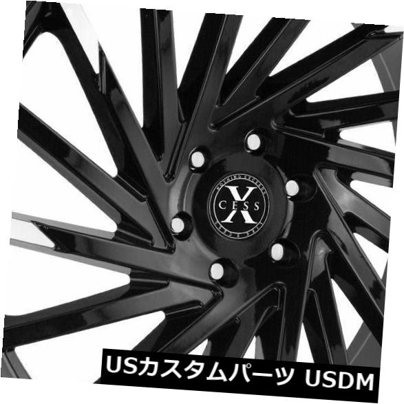 海外輸入ホイール 22x9 Xcess X02 5x115 15ブラックマシンヒントホイールリムセット（4） 22x9 Xcess X02 5x115 15 Black Machine Tips Wheels Rims Set(4) 【並行輸入品】