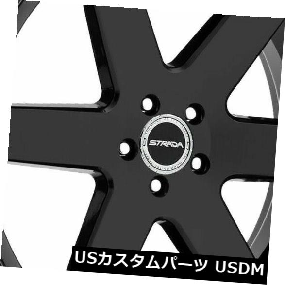 海外輸入ホイール 22x9.5 Strada S60 Coda 5x120 30ブラックホイールリムセット（4） 22x9.5 Strada S60 Coda 5x120 30 Black Wheels Rims Set(4) 【並行輸入品】