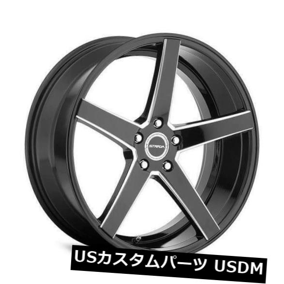 海外輸入ホイール 22x8.5 Strada S35 Perfetto 5x112 40ブラックミルドホイールリムセット（4） 22x8.5 Strada S35 Perfetto 5x112 40 Black Milled Wheels Rims Set(4) 【並行輸入品】