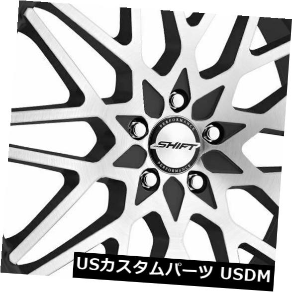 海外輸入ホイール 22x9シフトH32フォーミュラ5x112 32ブラックマシンホイールリムセット（4） 22x9 Shift H32 Formula 5x112 32 Black Machine Wheels Rims Set(4) 【並行輸入品】
