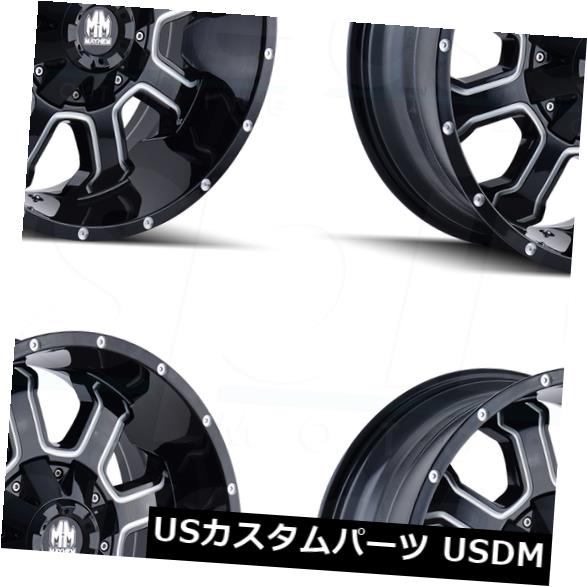 海外輸入ホイール 18x9 Mayhem Fierce 5x5.5 / 5x150 -12グロスブラックミルドホイールリムセット（4） 18x9 Mayhem Fierce 5x5.5/5x150 -12 Gloss Black Milled Wheels Rims Set(4) 【並行輸入品】