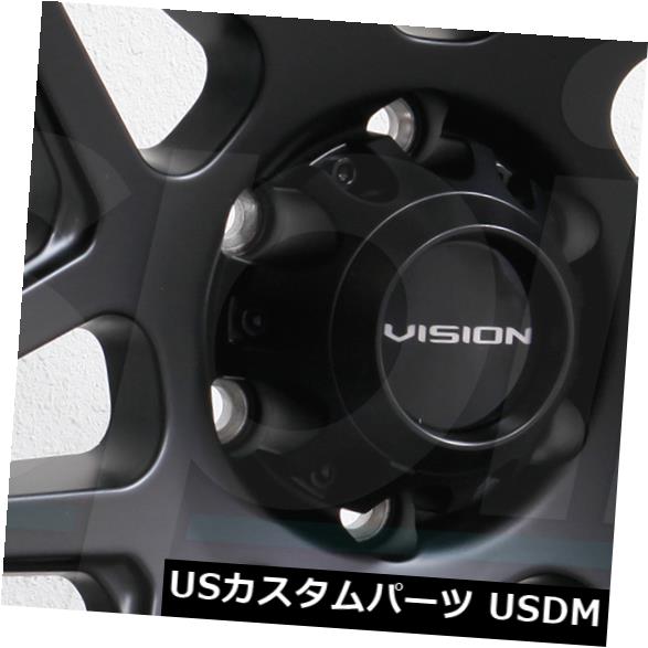 海外輸入ホイール 17x9 Vision 416 Se7En 5x5 / 5x127 12サテンブラックホイールリムセット（4） 17x9 Vision 416 Se7En 5x5/5x127 12 Satin Black Wheels Rims Set(4) 【並行輸入品】
