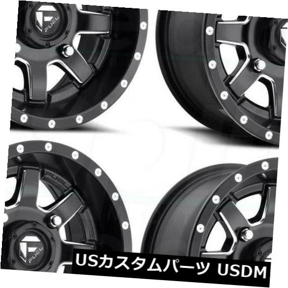 海外輸入ホイール 18x7 Fuel Maverick ATV UTV D538 4x156 13ブラックミルドホイールリムセット（4） 18x7 Fuel Maverick ATV UTV D538 4x156 13 Black Milled Wheels Rims Set(4) 【並行輸入品】