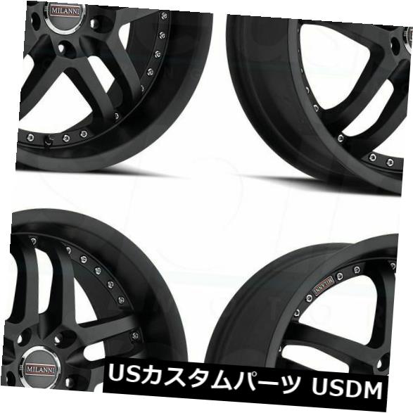 海外輸入ホイール 22x9 Milanni 9012 Kapri 5x114.3 20サテンブラックホイールリムセット（4） 22x9 Milanni 9012 Kapri 5x114.3 20 Satin Black Wheels Rims Set(4) 【並行輸入品】