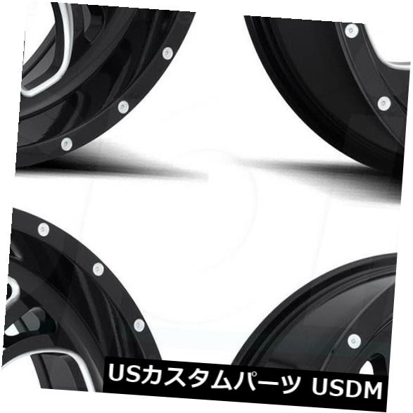 海外輸入ホイール 18x7 Fuel Kompressor D641 4x156 13ブラックミルドホイールリムセット（4） 18x7 Fuel Kompressor D641 4x156 13 Black Milled Wheels Rims Set(4) 【並行輸入品】