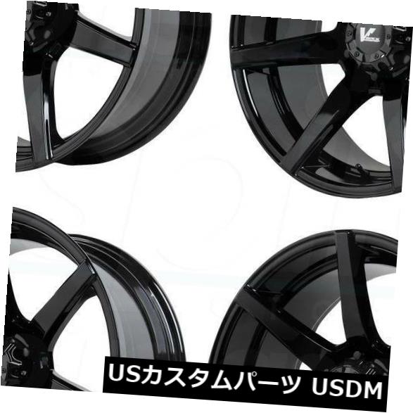 海外輸入ホイール 20x9.5 V-Rock VR8 Extractor 5x5 / 5x127 -5グロスブラックホイールリムセット（4） 20x9.5 V-Rock VR8 Extractor 5x5/5x127 -5 Gloss Black Wheels Rims Set(4) 【並行輸入品】