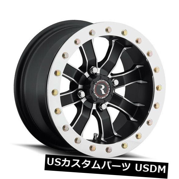 海外輸入ホイール 5個の14インチRaceline A71マンバビーズロックホイールセット14x8 4x137 0ブラックリム Set of 5 14\