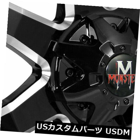 海外輸入ホイール 18x9オフロードモンスターM08 5x5 / 5x5.5 0ブラックミルドホイールリムセット(4) 18x9 Off-Road Monster M08 5x5/5x5.5 0 Black Milled Wheels Rims Set(4) 【並行輸入品】