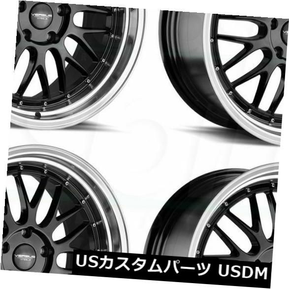 海外輸入ホイール 19x8.5 vs VS243 5x120 35ブラックマシンリップホイールリムセット(4) 19x8.5 Versus VS243 5x120 35 Black Machine Lip Wheels Rims Set(4) 【並行輸入品】|カスタムパーツ WORLD倉庫