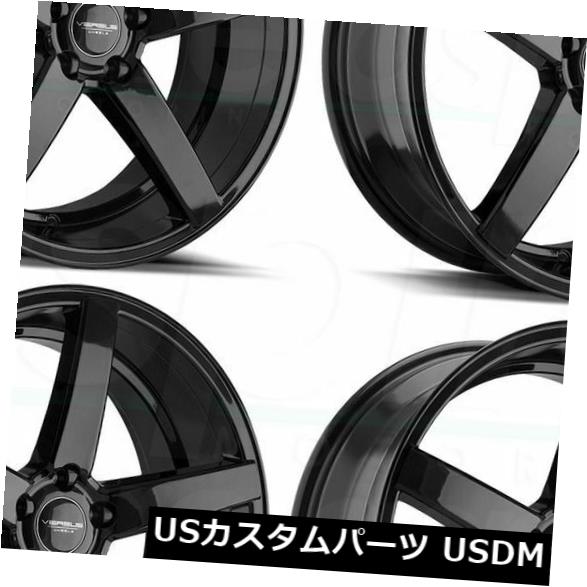 海外輸入ホイール 20x8.5 vs VS541 5x112 35ブラックホイールリムセット(4) 20x8.5 Versus VS541 5x112 35 Black Wheels Rims Set(4) 【並行輸入品】