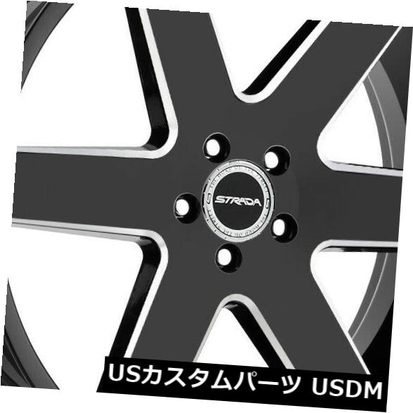 海外輸入ホイール 20x8.5 Strada S60 Coda 5x114.3 35ブラックミルドホイールリムセット（4） 20x8.5 Strada S60 Coda 5x114.3 35 Black Milled Wheels Rims Set(4) 【並行輸入品】
