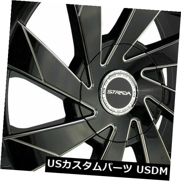 タイヤ ホイール Rims タイヤ ホイール 車用品 バイク用品 車用品 40 Moto 車用品 5x112 ホイール Strada Milled 海外輸入ホイール Black x8 5 Strada 5x112 5x115 S62 Line x8 5 5x115 S62 Moto 40ブラックミルドラインホイールリムセット 4
