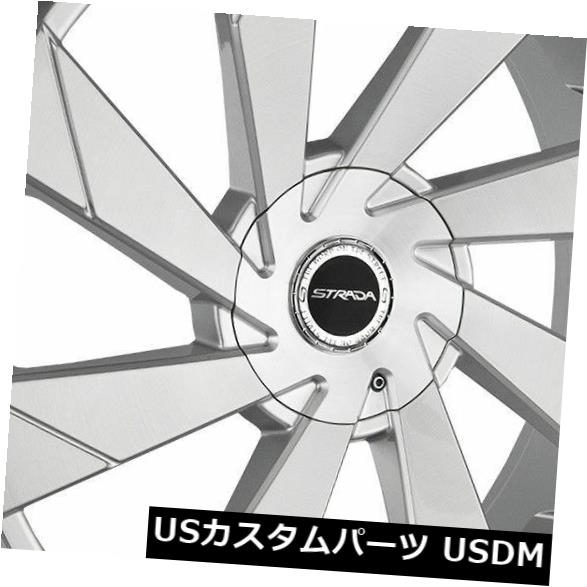 海外輸入ホイール 20x8.5 Strada S62 Moto 5x108 / 5x114.3 40シルバーブラシホイールリムセット（4） 20x8.5 Strada S62 Moto 5x108/5x114.3 40 Silver Brushed Wheels Rims Set(4) 【並行輸入品】