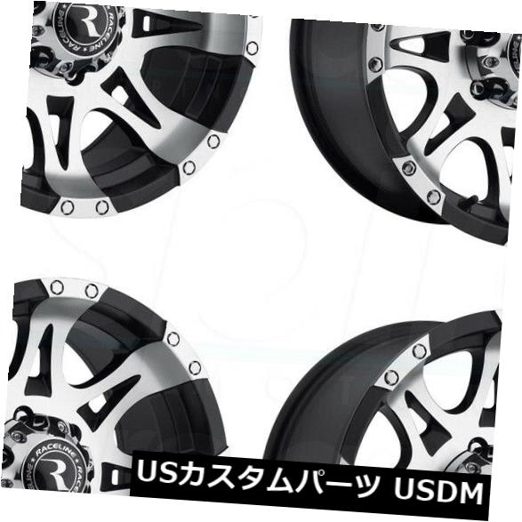 海外輸入ホイール 18x9 Raceline 982 Raptor 8x6.5 / 8x165.1 -6機械加工ブラックホイールリムセット（4） 18x9 Raceline 982 Raptor 8x6.5/8x165.1 -6 Machined Black Wheels Rims Set(4) 【並行輸入品】