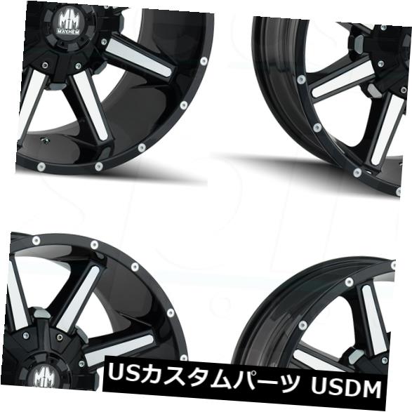 海外輸入ホイール 18x9メイヘムアーセナル8x6.5 / 8x170 -12グロスブラック機械加工ホイールリムセット（4） 18x9 Mayhem Arsenal 8x6.5/8x170 -12 Gloss Black Machined Wheels Rims Set(4) 【並行輸入品】