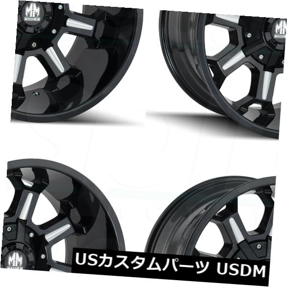 海外輸入ホイール 18x9メイヘムコンバット6x135 / 6x5.5 18グロスブラックミルドホイールリムセット（4） 18x9 Mayhem Combat 6x135/6x5.5 18 Gloss Black Milled Wheels Rims Set(4) 【並行輸入品】