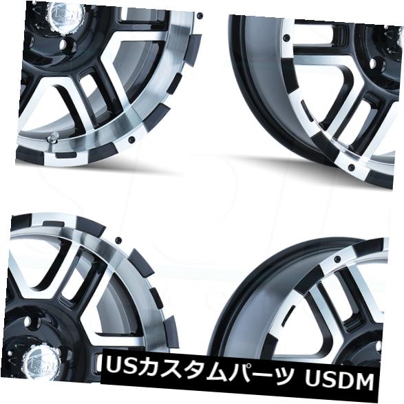 海外輸入ホイール 20x9イオン179 5x5.5 / 5x139.7 12ブラックマシンドホイールリムセット（4） 20x9 Ion 179 5x5.5/5x139.7 12 Black Machined Wheels Rims Set(4) 【並行輸入品】