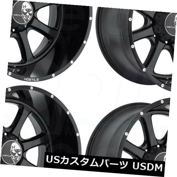 海外輸入ホイール 24x14敵対的なH105追放8x6.5 / 8x165.1 -76フルブラックホイールリムセット（4） 24x14 Hostile H105 Exile 8x6.5/8x165.1 -76 Full Black Wheels Rims Set(4) 【並行輸入品】｜カスタムパーツ WORLD倉庫