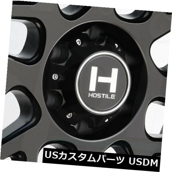 海外輸入ホイール 24x14敵対的なH108スプロケット8x180 -76フルブラックホイールリムセット（4） 24x14 Hostile H108 Sprocket 8x180 -76 Full Black Wheels Rims Set(4) 【並行輸入品】