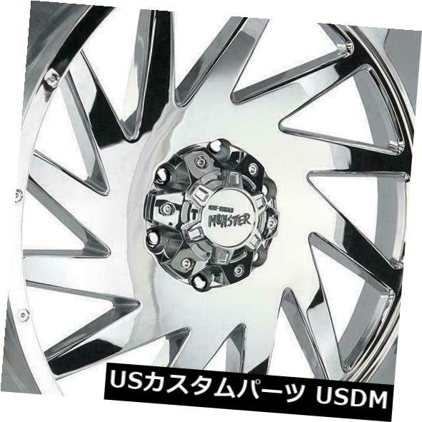 海外輸入ホイール 24x14オフロードモンスターM12 8x6.5 / 8x165.1 -76クロームホイールリムセット（4） 24x14 Off-Road Monster M12 8x6.5/8x165.1 -76 Chrome Wheels Rims Set(4) 【並行輸入品】