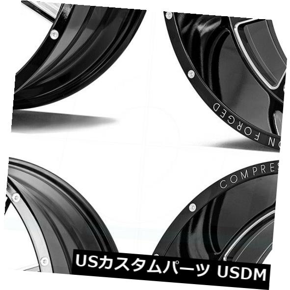 海外輸入ホイール 22x12 AX AX4.0 5x5 / 5x5.5 -44グロスブラックミルドホイールリムセット（4） 22x12 AXE AX4.0 5x5/5x5.5 -44 Gloss Black Milled Wheels Rims Set(4) 【並行輸入品】