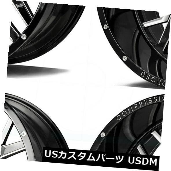 海外輸入ホイール 22x12 AX AX1.0 8x180 -44グロスブラックミルドホイールリムセット（4） 22x12 AXE AX1.0 8x180 -44 Gloss Black Milled Wheels Rims Set(4) 【並行輸入品】