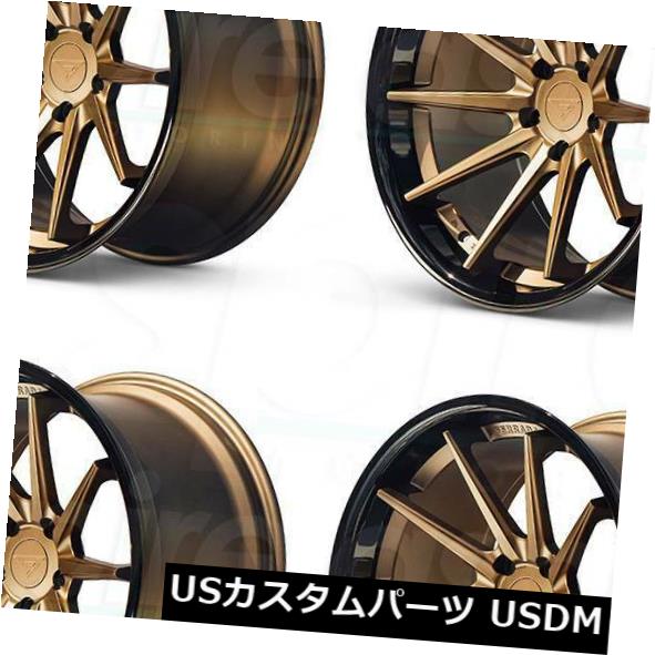 海外輸入ホイール 20x9 / 20x10.5 Ferrada FR4 5x108 35/38マットブロンズブラックリップホイールリムセット（4） 20x9/20x10.5 Ferrada FR4 5x108 35/38 Matte Bronze Black Lip Wheels Rims Set(4) 【並行輸入品】