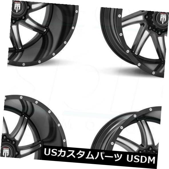 海外輸入ホイール 24x14 Truxx AT162 6x5.5 / 6x139.7 -76ブラックミルドホイールリムセット（4） 24x14 Truxx AT162 6x5.5/6x139.7 -76 Black Milled Wheels Rims Set(4) 【並行輸入品】｜カスタムパーツ WORLD倉庫