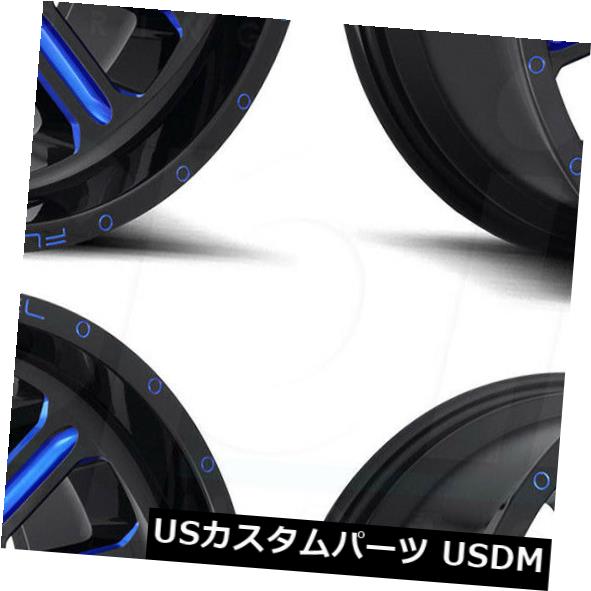 海外輸入ホイール 22x12フューエルハードラインD646 6x135 / 6x5.5 -45ブラックブルーホイールリムセット（4） 22x12 Fuel Hardline D646 6x135/6x5.5 -45 Black Blue Wheels Rims Set(4) 【並行輸入品】