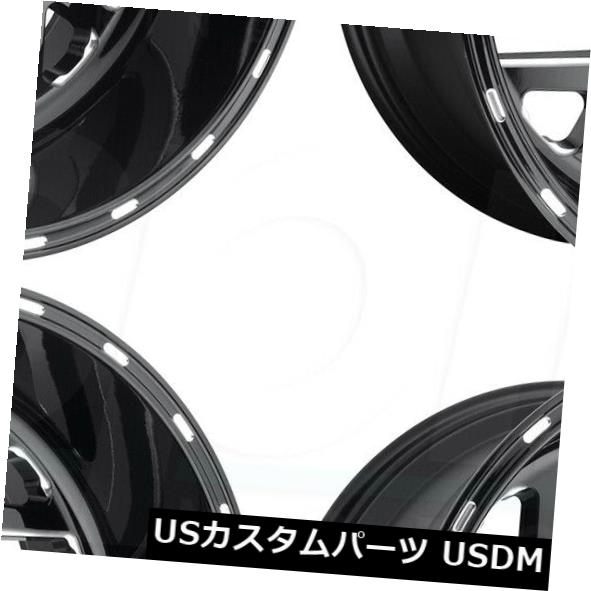 海外輸入ホイール 20x8.25燃料Triton D581 8x6.5 / 8x165.1 -265ブラックミルドホイールリムセット(4) 20x8.25 Fuel Triton D581 8x6.5/8x165.1 -265 Black Milled Wheels Rims Set(4) 【並行輸入品】