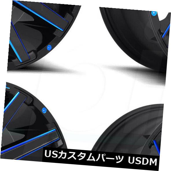 海外輸入ホイール 22x12 Fuel Contra D644 8x180 -44ブラックブルーホイールリムセット（4） 22x12 Fuel Contra D644 8x180 -44 Black Blue Wheels Rims Set(4) 【並行輸入品】