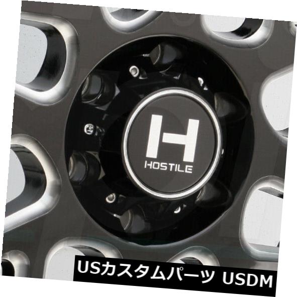 海外輸入ホイール 22x14敵対的なH108スプロケット8x6.5 / 8x165.1 -76ブラックミルドホイールリムセット（4） 22x14 Hostile H108 Sprocket 8x6.5/8x165.1 -76 Black Milled Wheels Rims Set(4) 【並行輸入品】