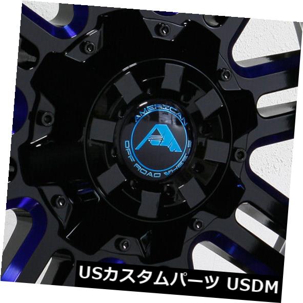 海外輸入ホイール 22x14アメリカンオフロードA106 6x135 / 6x5.5 -76ブラックミルドブルーホイールRiセット（4） 22x14 American Off-Road A106 6x135/6x5.5 -76 Black Milled Blue Wheels Ri Set(4) 【並行輸入品】