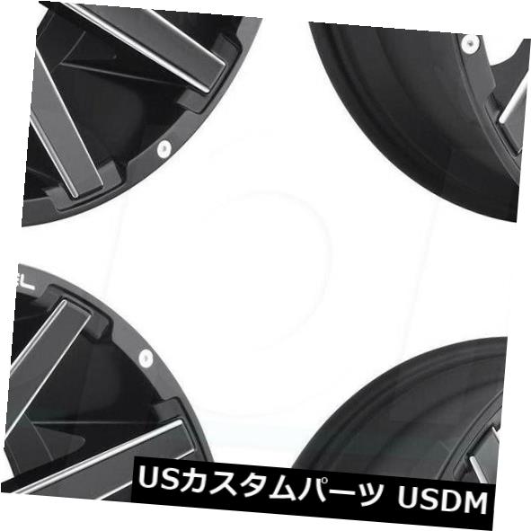 海外輸入ホイール 22x12フューエルコントラD616 8x170 -44マットブラックミルドホイールリムセット（4） 22x12 Fuel Contra D616 8x170 -44 Matte Black Milled Wheels Rims Set(4) 【並行輸入品】