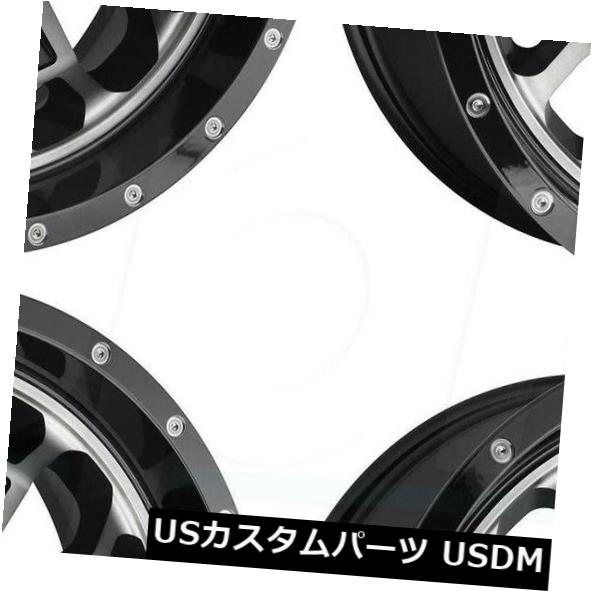 海外輸入ホイール 22x12フューエルクラッシュD561 5x4.5 / 5x5 / 5x12 7 -44ブラックマシニングホイールリムセット（4） 22x12 Fuel Crush D561 5x4.5/5x5/5x127 -44 Black Machined Wheels Rims Set(4) 【並行輸入品】