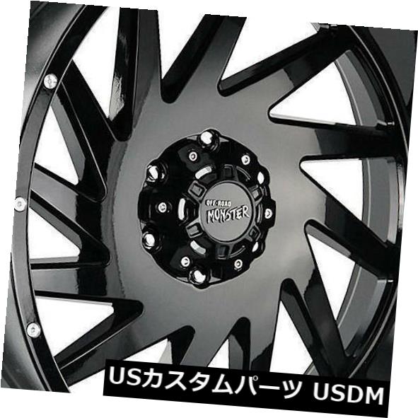 海外輸入ホイール 24x14オフロードモンスターM12 5x5 / 5x127 -76ブラックホイールリムセット（4） 24x14 Off-Road Monster M12 5x5/5x127 -76 Black Wheels Rims Set(4) 【並行輸入品】