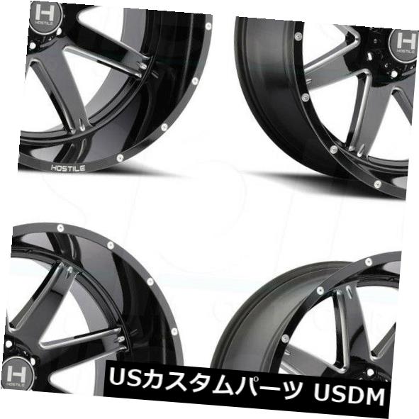 海外輸入ホイール 22x14敵対的なH109アルファ6x5.5 / 6x139.7 -76ブラックミルドホイールリムセット（4） 22x14 Hostile H109 Alpha 6x5.5/6x139.7 -76 Black Milled Wheels Rims Set(4) 【並行輸入品】