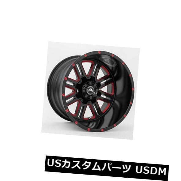 海外輸入ホイール 22x12アメリカンオフロードA106 8x6.5 / 8x165.1 -44ブラックミルドレッドホイールRセット（4） 22x12 American Off-Road A106 8x6.5/8x165.1 -44 Black Milled Red Wheels R Set(4) 【並行輸入品】