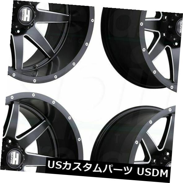 海外輸入ホイール 24x12 Havok H112 8x6.5 / 8x165.1 -44ブラックミルドホイールリムセット（4） 24x12 Havok H112 8x6.5/8x165.1 -44 Black Milled Wheels Rims Set(4) 【並行輸入品】｜カスタムパーツ WORLD倉庫