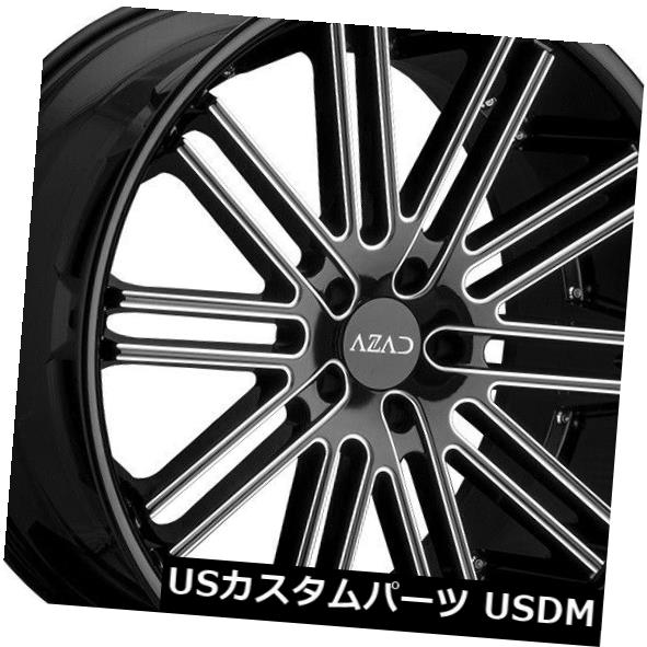 海外輸入ホイール 22x9 Azad AZ22 5x112 35ブラックミルドホイールリムセット（4） 22x9 Azad AZ22 5x112 35 Black Milled Wheels Rims Set(4) 【並行輸入品】