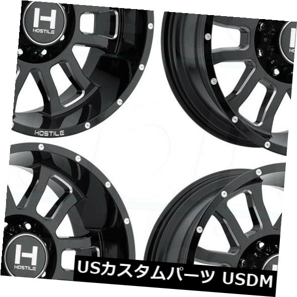 海外輸入ホイール 20x12敵対的なH107ガントレット8x180 -44ブラックミルドホイールリムセット(4) 20x12 Hostile H107 Gaunlet 8x180 -44 Black Milled Wheels Rims Set(4) 【並行輸入品】|カスタムパーツ WORLD倉庫