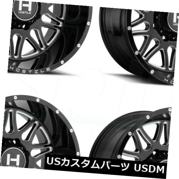 海外輸入ホイール 20x12敵対的なH111 Blaze 8x6.5 / 8x165.1 -44ブラックミルドホイールリムセット（4） 20x12 Hostile H111 Blaze 8x6.5/8x165.1 -44 Black Milled Wheels Rims Set(4) 【並行輸入品】｜カスタムパーツ WORLD倉庫
