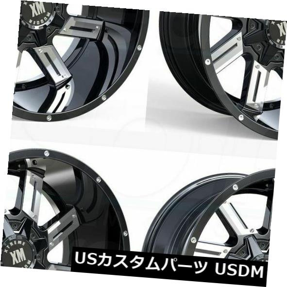 海外輸入ホイール 24x12 Xtreme XM319 8x6.5 / 8x165.1 -44グロスブラッククロームインサートホイールセット（4） 24x12 Xtreme XM319 8x6.5/8x165.1 -44 Gloss Black Chrome Insert Wheels Set(4) 【並行輸入品】｜カスタムパーツ WORLD倉庫